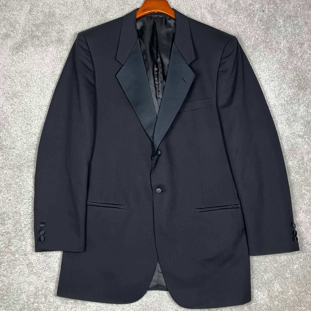 Yves Saint Laurent Tuxedo Jacket Mens Black Notch Lapel Formal Blazer VTG 42R